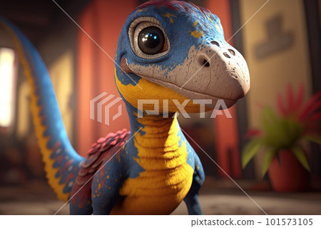 Cute baby dinosaur cartoon character design art 101573105