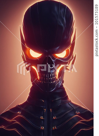 A horrible nightmare burning skeleton in a leather biker jacket. 3D rendering. A horrible nightmare burning skeleton in a leather biker jacket. 3D rendering. 101573189