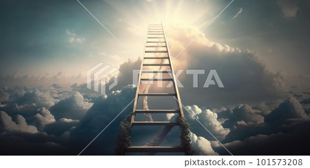 Majestic afterlife heaven gate decorated with ornate gold design 101573208