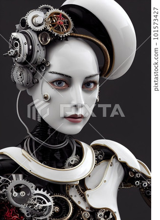 Portrait of a Victorian steampunk robot. - Stock Illustration  [101573427] - PIXTA