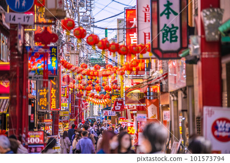 Yokohama cityscape in Japan April. Overlooking the bustling Yokohama Chinatown and Market Street. Bustle same as before the corona disaster = 13th 101573794