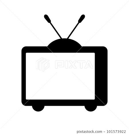 Old TV silhouette icon. TV with retro antenna. vector. 101573922