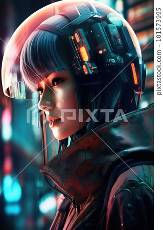 Portrait of an astronaut in a spacesuit. High-tech astronaut from the future. Generative AI Art. 101573995