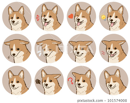 Corgi facial expression icon set (red white) 101574008