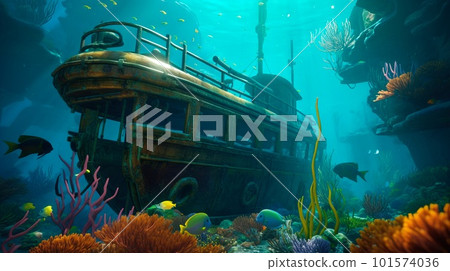The ecosystem of the underwater marine world. Colorful tropical beautiful ocean fish. Generative AI Art The ecosystem of the underwater marine world. Colorful tropical beautiful ocean fish. Generative AI Art 101574036