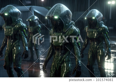 A alien invader from an alien planet. The concept of an alien. Generative AI Art. 101574081