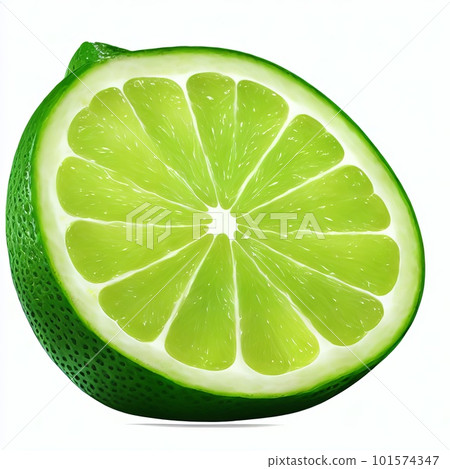 Fresh lime slice, isolated on a white background. Generative AI. Fresh lime slice, isolated on a white background. Generative AI. 101574347