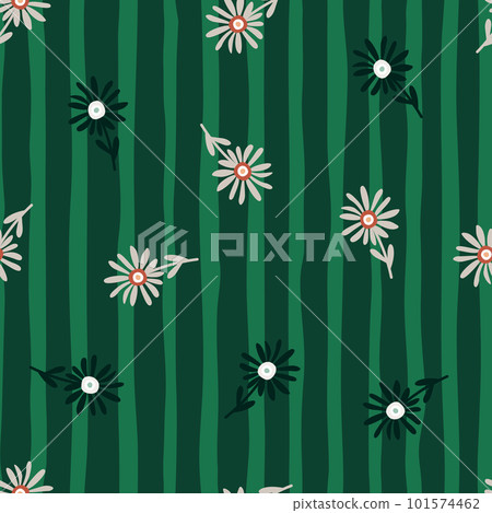 Decorative simple chamomile flower seamless pattern. Simple floral endless background. 101574462