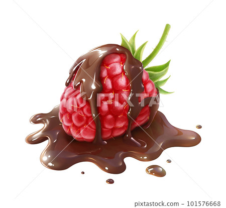 Raspberry fruit dipped in chocolate isolated on white Raspberry fruit dipped in chocolate isolated on white 101576668