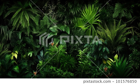 Vertical garden with tropical green leaf, contrast ai generated Vertical garden with tropical green leaf, contrast ai generated 101576850