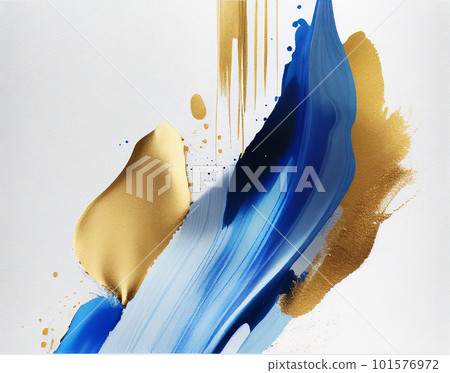 藍色和金色優雅水彩油畫筆藝術背景 101576972