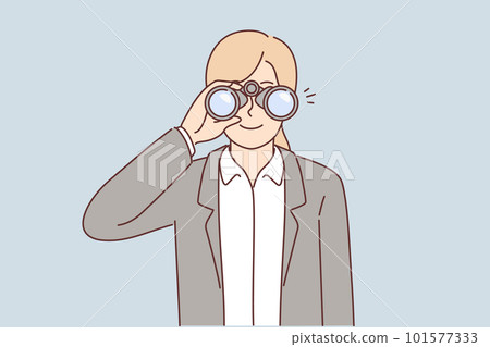Woman recruiter use binoculars to search for suitable candidates for vacancy in company Woman recruiter use binoculars to search for suitable candidates for vacancy in company 101577333