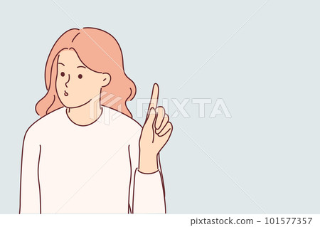 Woman waving finger to show dissatisfaction with opponent words and say no to discriminatory actions Woman waving finger to show dissatisfaction with opponent words and say no to discriminatory actions 101577357