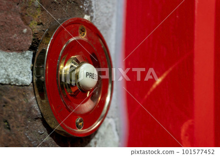 Close-up Detail of an Old Doorbell Button in Reims, France 101577452
