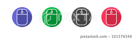Round computer mouse icon set. vector. 101578349