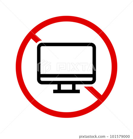 Computer use prohibited icon. PC limit. vector. Computer use prohibited icon. PC limit. vector. 101579000