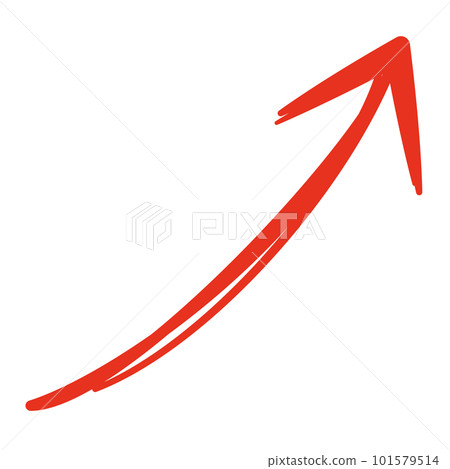 手繪紅色箭頭上升 101579514