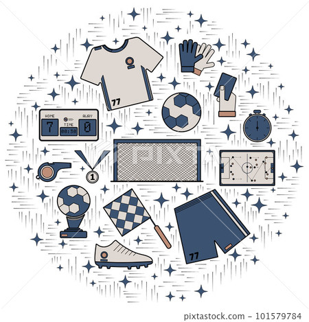 Soccer elements circle blue brown Soccer elements circle blue brown 101579784
