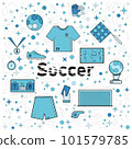 Soccer elements in the blue square 101579785