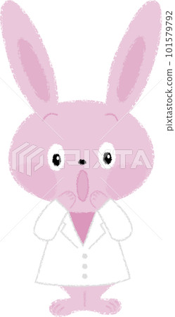 A surprised rabbit in a white coat 101579792