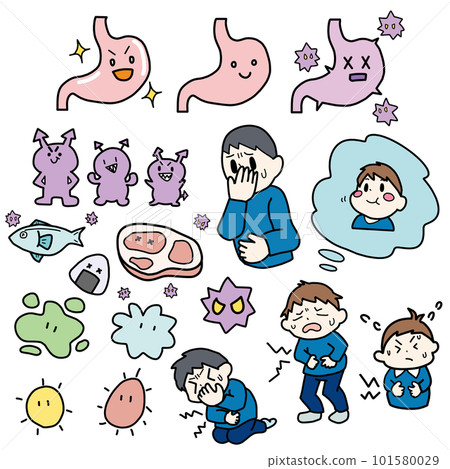 帶有食物中毒圖像的彩色插圖集 帶有食物中毒圖像的彩色插圖集 101580029