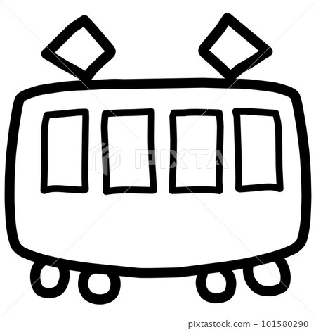 面向側面的火車的圖標樣式線條圖 101580290