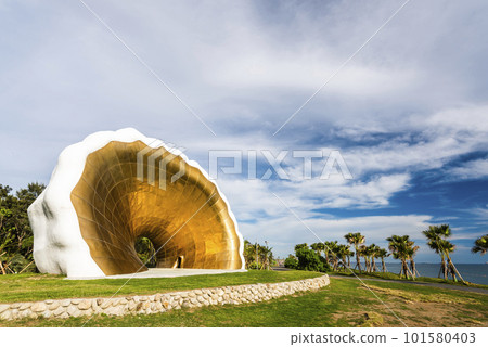 Building view of Sea Pearl installation art at the Cijin(Qijin) Coastal Park in Kaohsiung, Taiwan. Building view of Sea Pearl installation art at the Cijin(Qijin) Coastal Park in Kaohsiung, Taiwan. 101580403