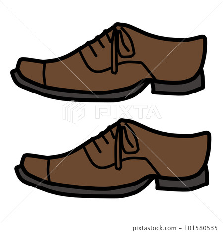 Illustration of brown leather shoes seen from the side 101580535