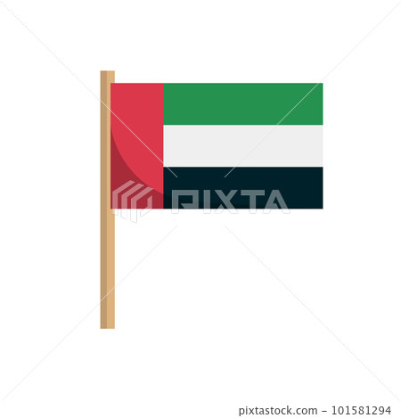 Modern United Arab Emirates flag and pole. vector. Modern United Arab Emirates flag and pole. vector. 101581294