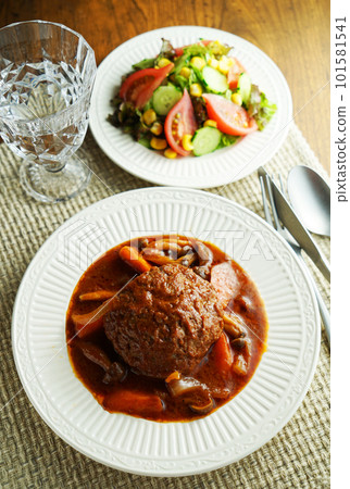 Stewed hamburger and vegetable salad Stewed hamburger and vegetable salad 101581541