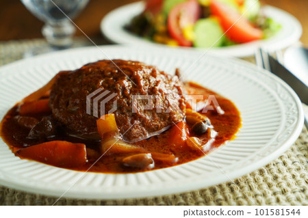 燉漢堡和蔬菜沙拉 101581544