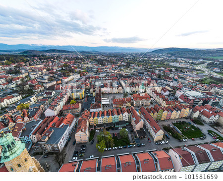 Awe Inspiring Aerial Photo of Jelenia Gora Old Town and Surrounding Mountains Awe Inspiring Aerial Photo of Jelenia Gora Old Town and Surrounding Mountains 101581659