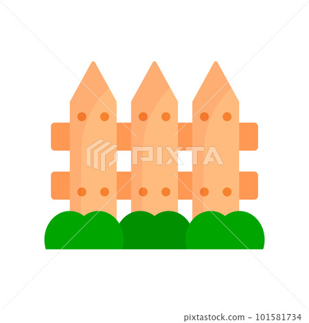 Wooden fence and grass in flat design. garden. vector. Wooden fence and grass in flat design. garden. vector. 101581734