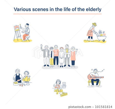 Various life scene sets for the senior generation Various life scene sets for the senior generation 101581814