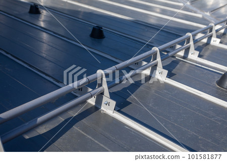 Snow fence noted on trapezoidal sheet metal roof. Snow fence noted on trapezoidal sheet metal roof. 101581877