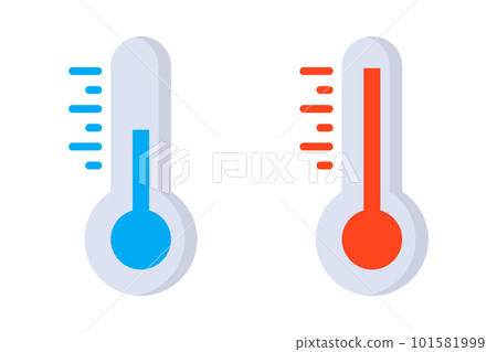 Flat design cold and hot thermometer icon set. temperature. vector. Flat design cold and hot thermometer icon set. temperature. vector. 101581999