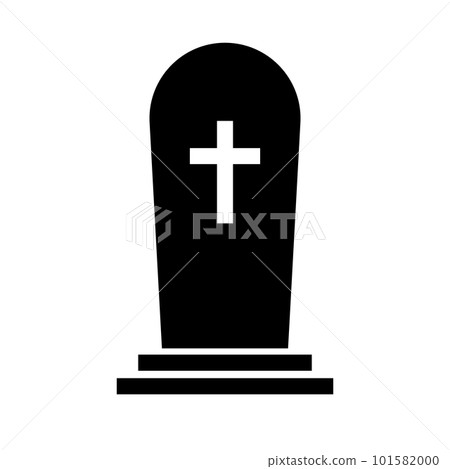 十字架基督教墳墓剪影圖標。向量。 101582000