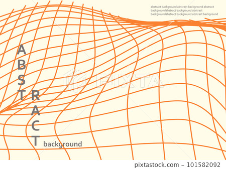 Abstract graphic design. Wireframe background. Orange grid ripple texture. Curve mesh structure. Minimal geometric shapes. Line square forms. Simple wavy surface. Vector checkered banner 101582092