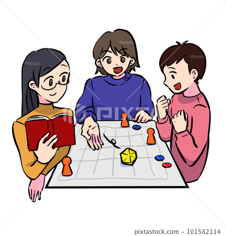 Three people having fun playing TRPG 101582114