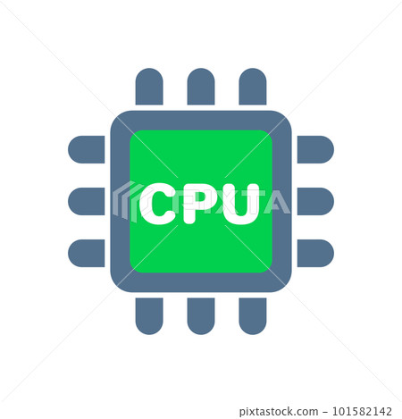 綠色 CPU 圖標。半導體。向量。 101582142