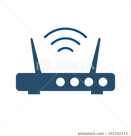 路由器和無線電波剪影圖標。 Wi-Fi 接入點。向量。 路由器和無線電波剪影圖標。 Wi-Fi 接入點。向量。 101582515