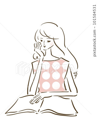 巴黎女孩時尚插畫時尚閱讀 巴黎女孩時尚插畫時尚閱讀 101584531