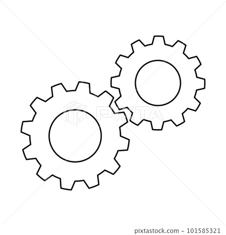 Cogs or gears icon, doodle style flat vector outline for coloring book Cogs or gears icon, doodle style flat vector outline for coloring book 101585321