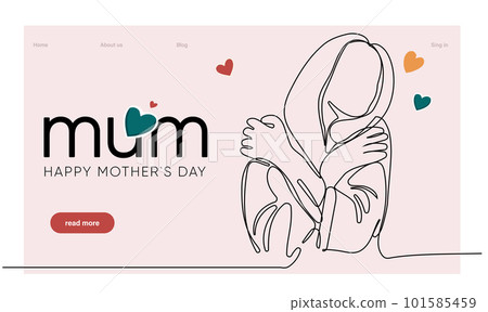 Happy Mother's Day handwritten lettering. Continuous line drawing text design. Vector illustration. Vector illustration Happy Mother's Day handwritten lettering. Continuous line drawing text design. Vector illustration. Vector illustration 101585459