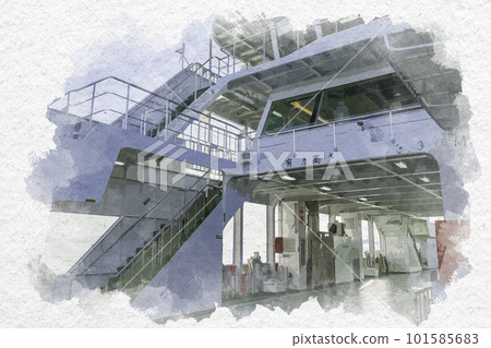 水彩風格的宮島口客運總站宮島松代汽船渡輪安藝廣島縣廿日市市 水彩風格的宮島口客運總站宮島松代汽船渡輪安藝廣島縣廿日市市 101585683