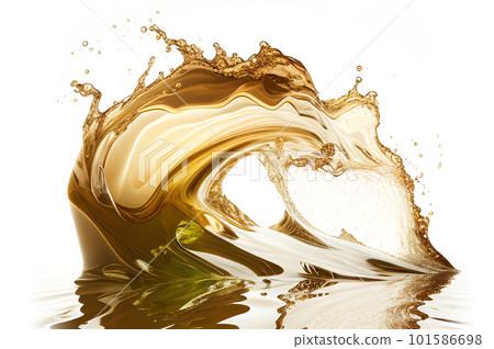 白色背景和金色液體飛濺 101586698