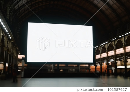 Large blank billboard inside huge classic railway station, AI generative image Large blank billboard inside huge classic railway station, AI generative image 101587627
