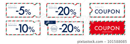 Coupon vector icon set with Italian flag pattern that can be used for Italian sale Coupon vector icon set with Italian flag pattern that can be used for Italian sale 101588085