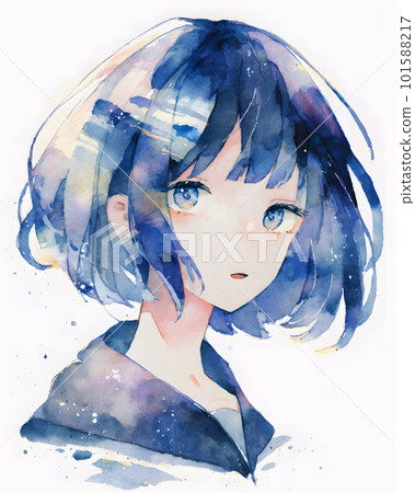 Blue-eyed girl Watercolor painting "AI-generated image" 101588217