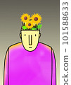 Man with a flower in his head.  illustration of plant and flower 101588633